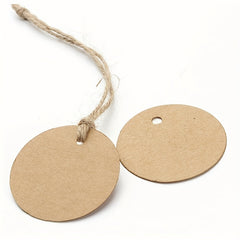 100pcs Round Brown Tags Blank Label Luggage Hang Paper Kraft