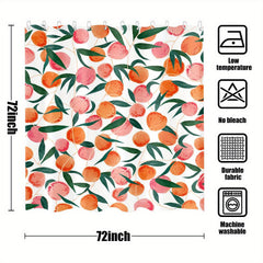 Red Peach Pattern Shower Curtain with Hooks