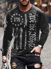 Vintage Print Men's Long Sleeve Tee Shirt for Autumn