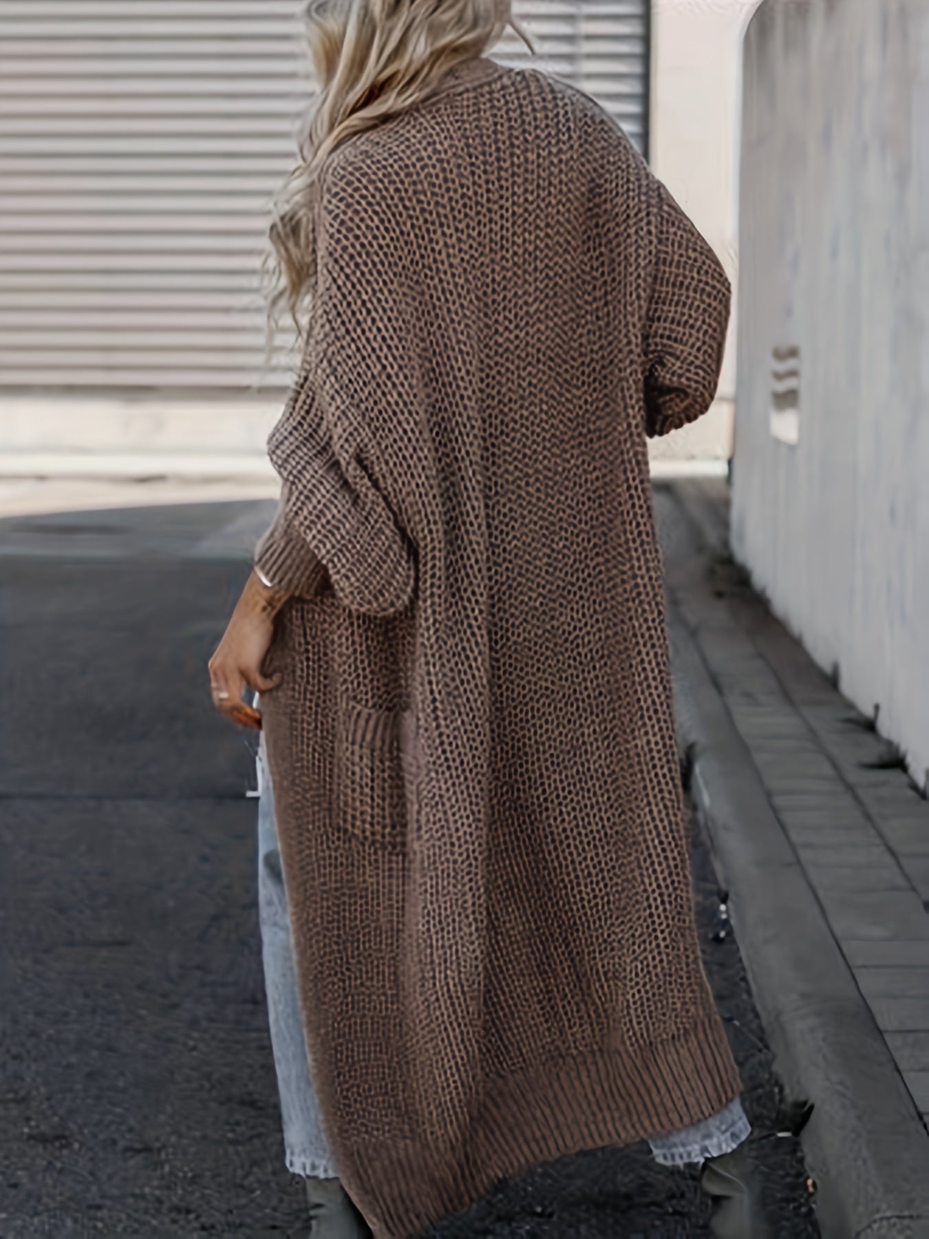 Open Front Pocket Cardigan Long Sleeve Sweater for Fall & Winter