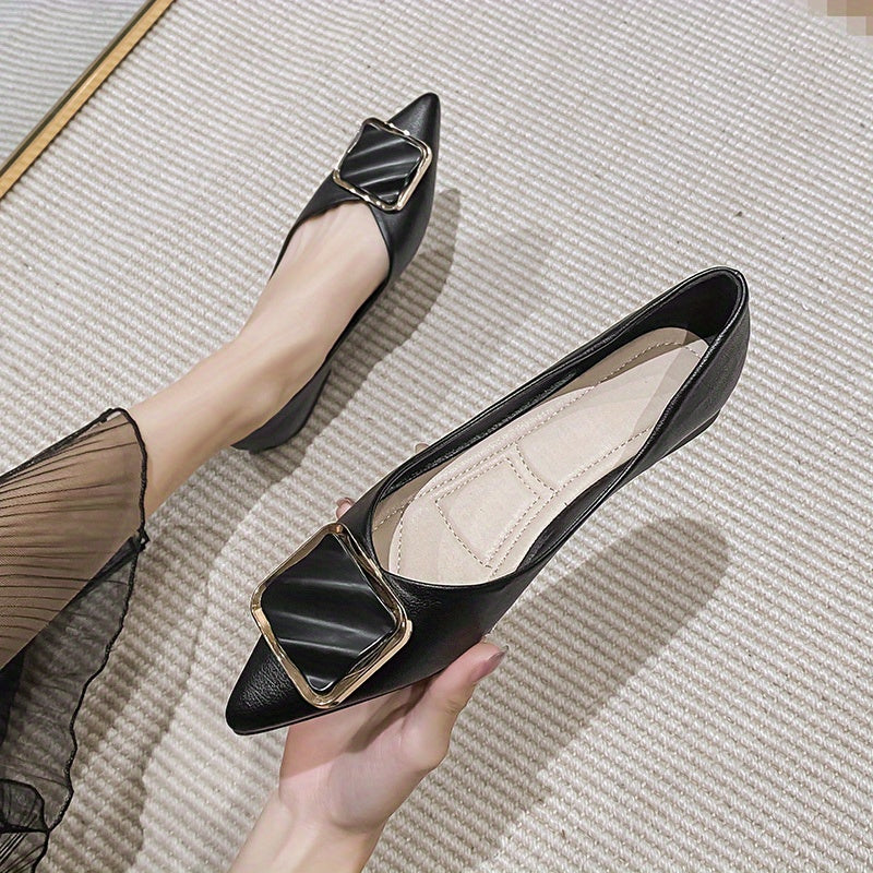 Women's Metallic Buckle Slip On Flats