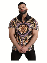 Men's Camp Collar Bowling Shirt Short Sleeves