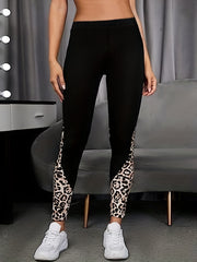 Colorblock Leopard Print High Rise Leggings