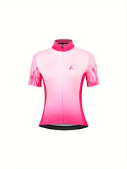Fire Print Cycling Jersey Short Sleeve Outdoor Sports Top