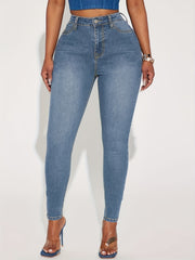 Slim Fit Skinny Jeans Slash Pockets High Stretch Casual Tight Jeans