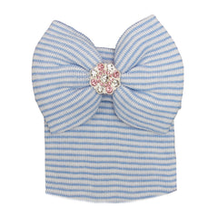 Striped Knit Head Wrap with Rhinestones for Baby Girls