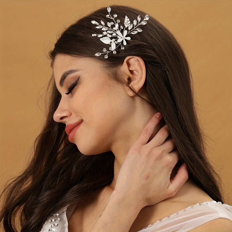 Pearl Flower Wedding Hairpin Rhinestone Headwear