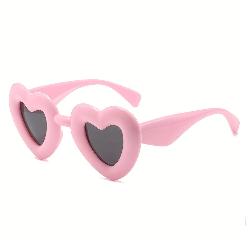 Heart Inflated Frame Sunglasses for Women Men UV400 with Case