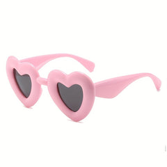 Heart Inflated Frame Sunglasses for Women Men UV400 with Case