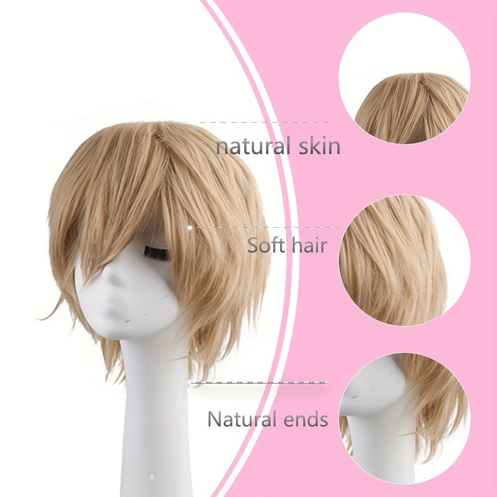 Men's 12 Inch Anime Cosplay Wig Synthetic Fiber Wig