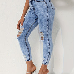 Button Fly Ripped Skinny Jeans