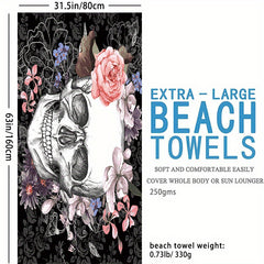 Skull Beach Towel 80x160cm Sand Proof Quick drying Thickened Blanket