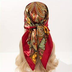 Paisley Print Bandana Satin Square Scarf Silky Floral Neck Wrap