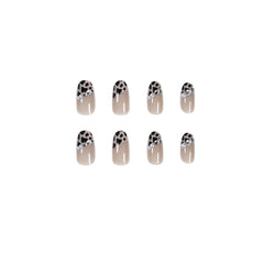 24 pcs Leopard Print Press On Nails with Rhinestone Accents for Women & Girls