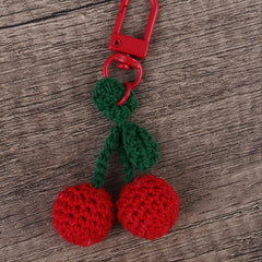 Wool Hand Hook Needle Cherry Ball Bag Keychain Pendant