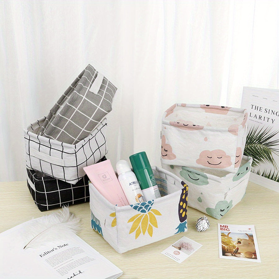 Desktop Foldable Storage Basket Cartoon Organizer
