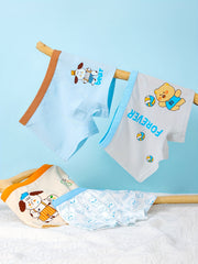 4pcs Boy's Animal Pattern Boxer Briefs Comfy Underpants