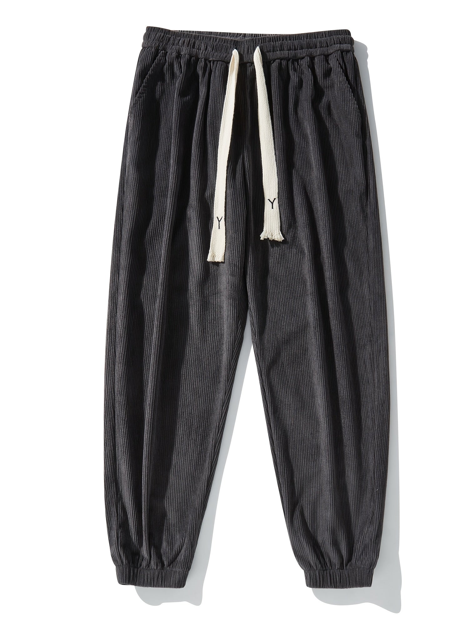 Men's Tapered Corduroy Joggers Drawstring Sweatpants
