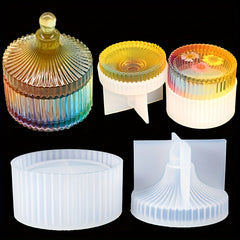 Circular Striped Storage Box Silicone Mold With Lid