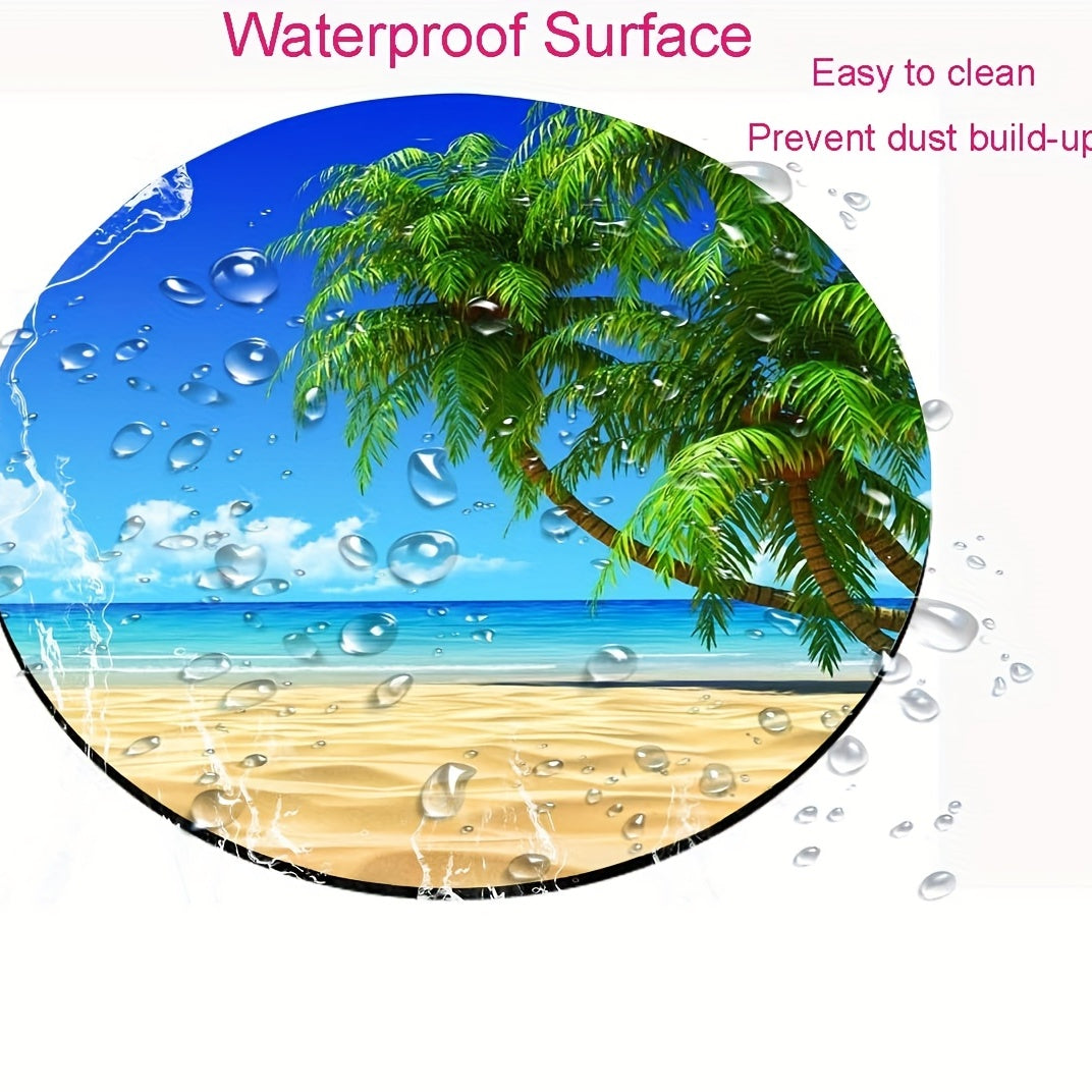 Coconut Trees Round Mouse Pad Waterproof