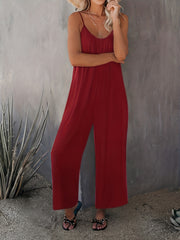 Solid Ruched Spaghetti Strap Jumpsuit
