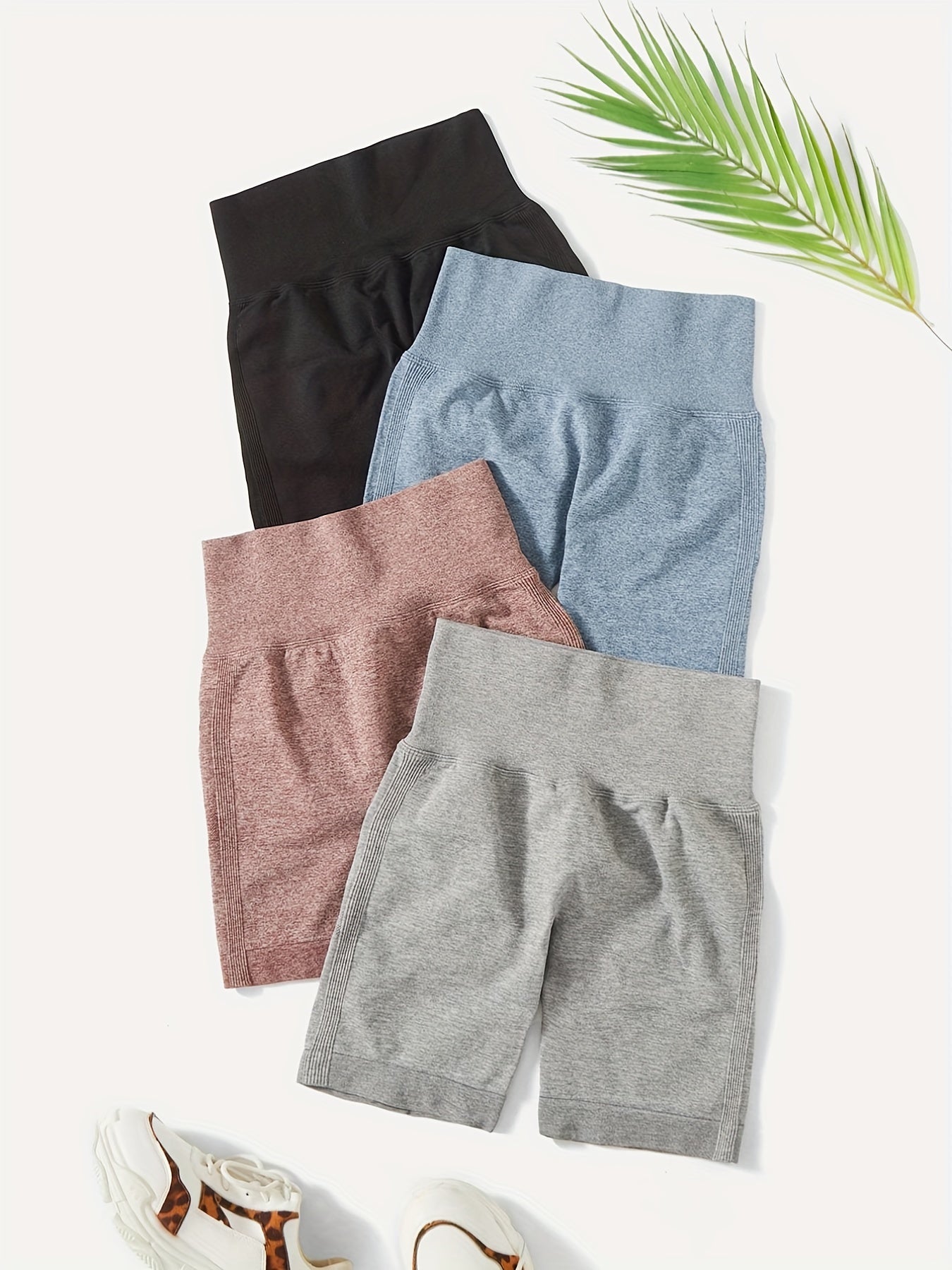 Solid High Waist Yoga Shorts Women's Activewear