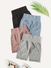 Solid High Waist Yoga Shorts Women's Activewear