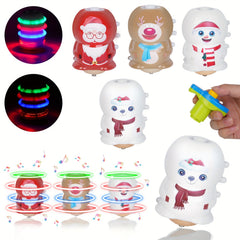 4pcs Light Up Flashing Music Spinning Tops Christmas Gift