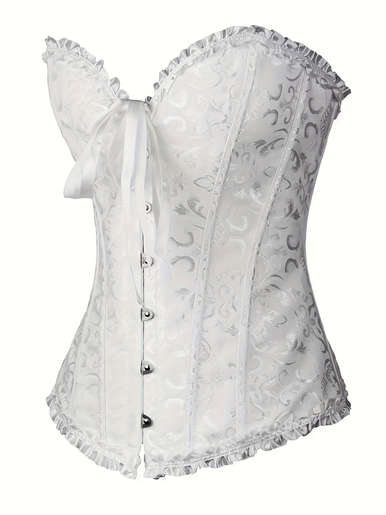 Strapless Corset Bustier Tummy Control Lace Up Jacquard Body Shaper