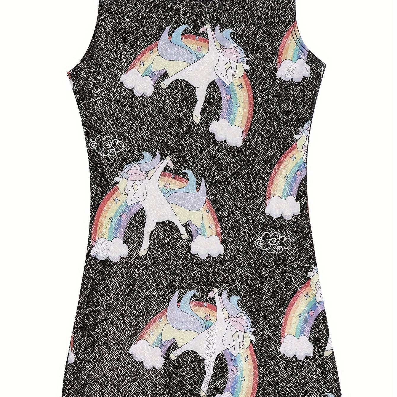 Unicorn & Rainbow Graphic Sleeveless Gymnastics Romper Jumpsuit