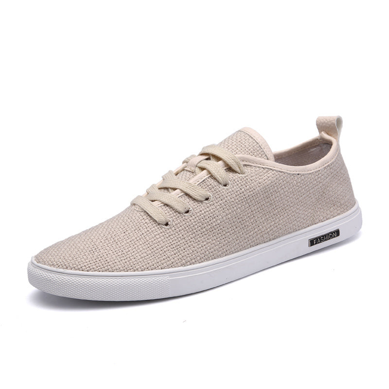 Men's Linen Lace Up Casual Sneakers Breathable Lightweight Shoes