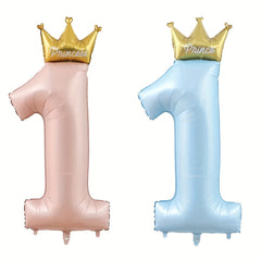 1st Birthday Decorations Number 1 Balloons Prince Princess Crown First Year