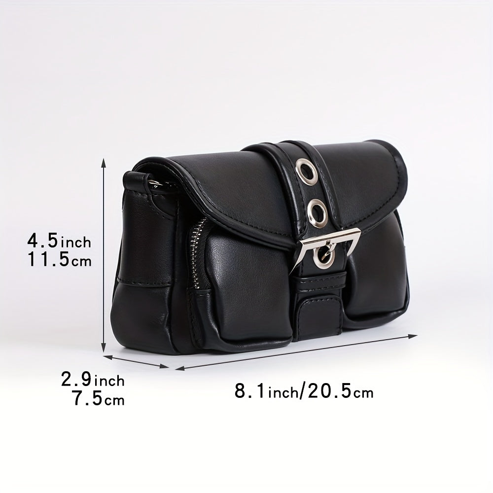 Chain Shoulder Bag Eyelet Buckle Decor Underarm Purse Small Handbags