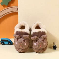 Girls' Warm Cozy Animal Slides Soft Slippers Plush Comfy Non-slip Shoes