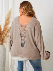 Lace Detail V-Neck Knit Top