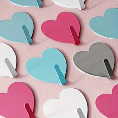 4pcs Heart shaped Sticky Hooks Peach Heart Metal Hooks With Adhesive