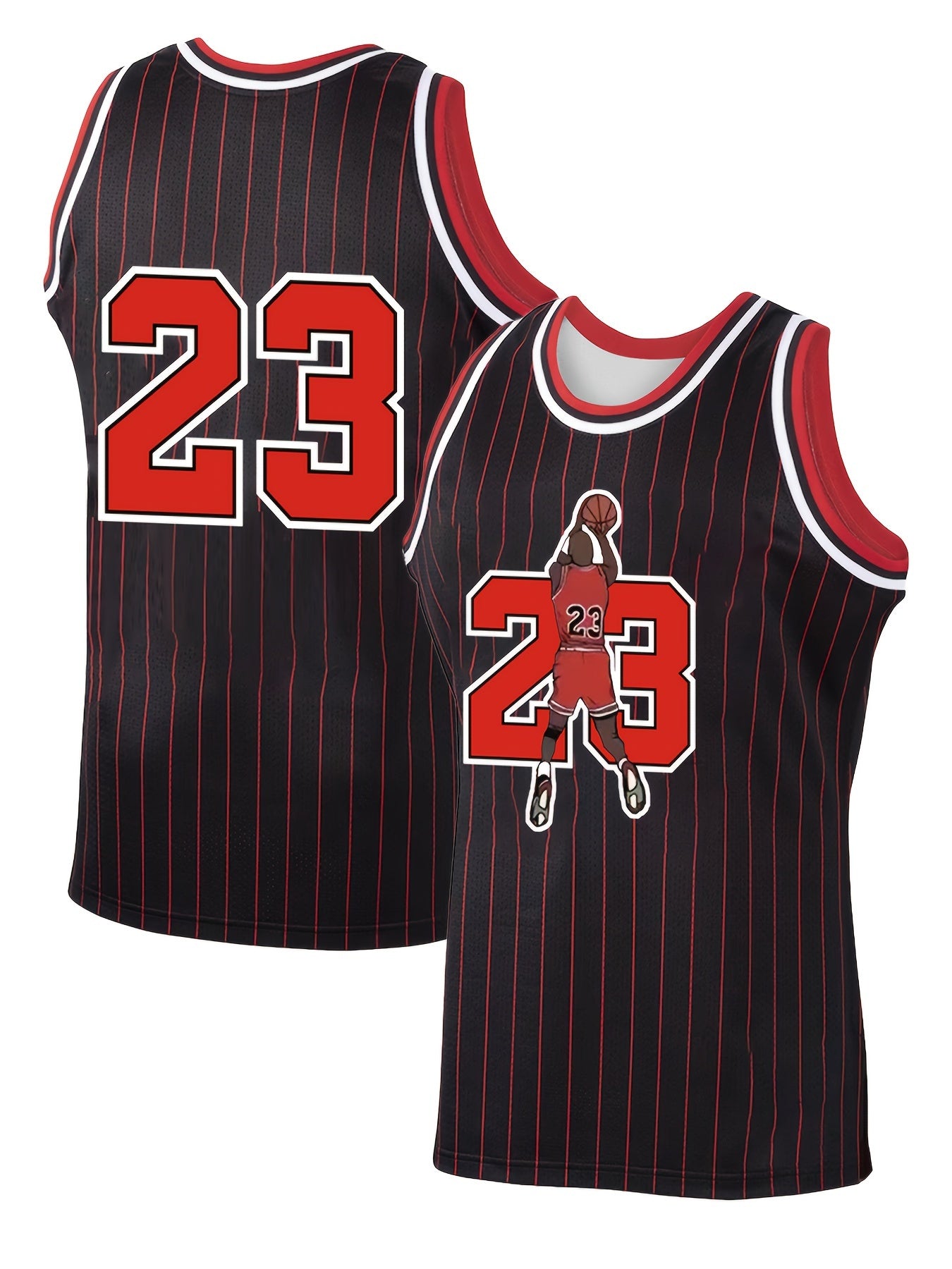 Men's Striped Number Print Sleeveless Basketball Jersey
