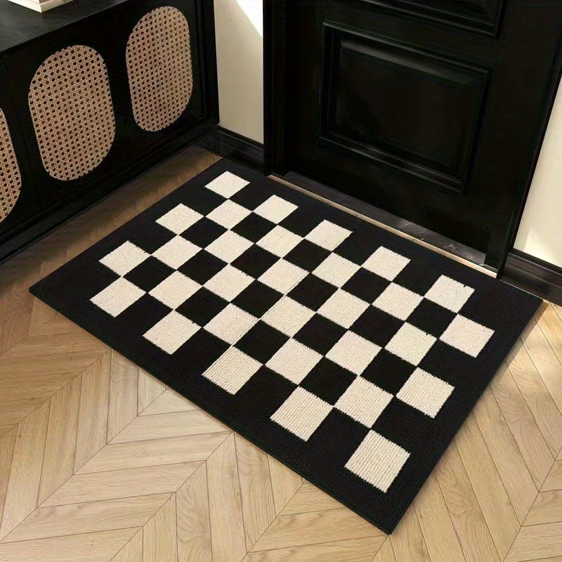 Checkered Floor Mat 59x40 Non-slip Minimalist Style Carpet