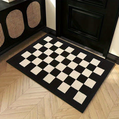 Checkered Floor Mat 59x40 Non-slip Minimalist Style Carpet