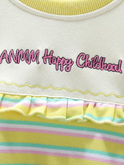 Girls' Striped Crew Neck Sweatshirt Pullovers for Casual Outfit