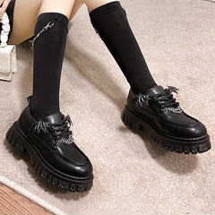 Women's Gothic Platform Loafers Bat Wings Chunky Shoes