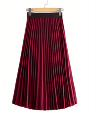 High Waist Pleated Midi Skirt for Women