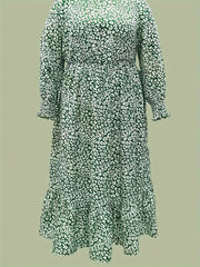 Ditsy Floral Print Lantern Sleeve Maxi Dress