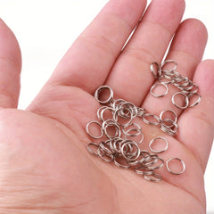 100pcs Stainless Steel Split Ring Double Ring Jump Ring Mini Connecting Key Ring
