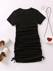 Girls Heart Graphic Ruched Knit Dress