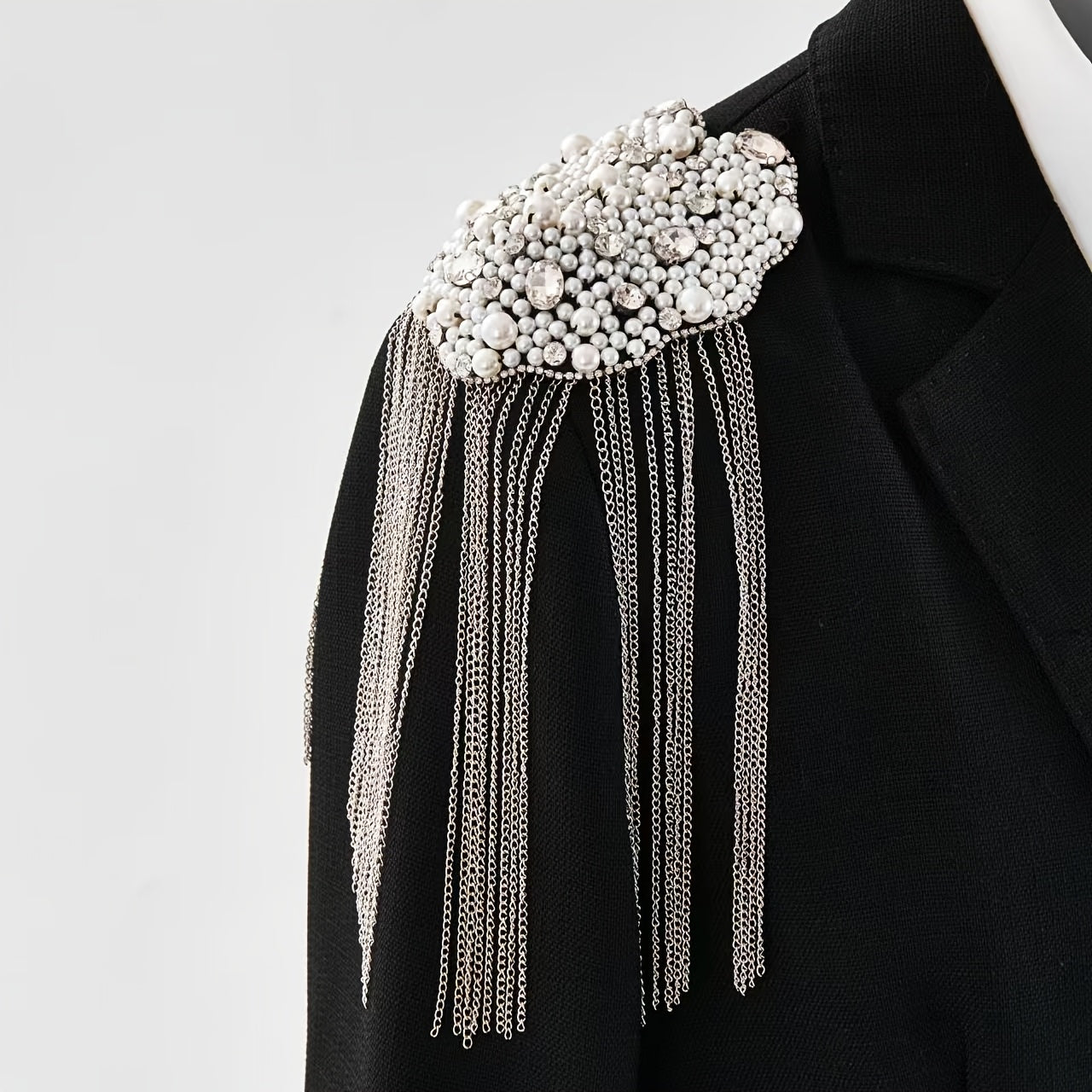 Rhinestone Tassel Shoulder Decoration for Suits & Costumes