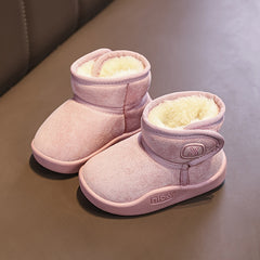 Girl's Solid Snow Boots Warm Fleece Cozy Non slip Ankle Boots