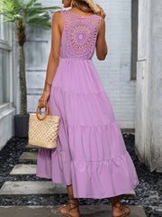 Hollow Out Tiered Dress Sleeveless Summer Dress