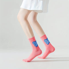 5 Pairs Letter Print Socks Breathable Sports Socks Women's Stockings