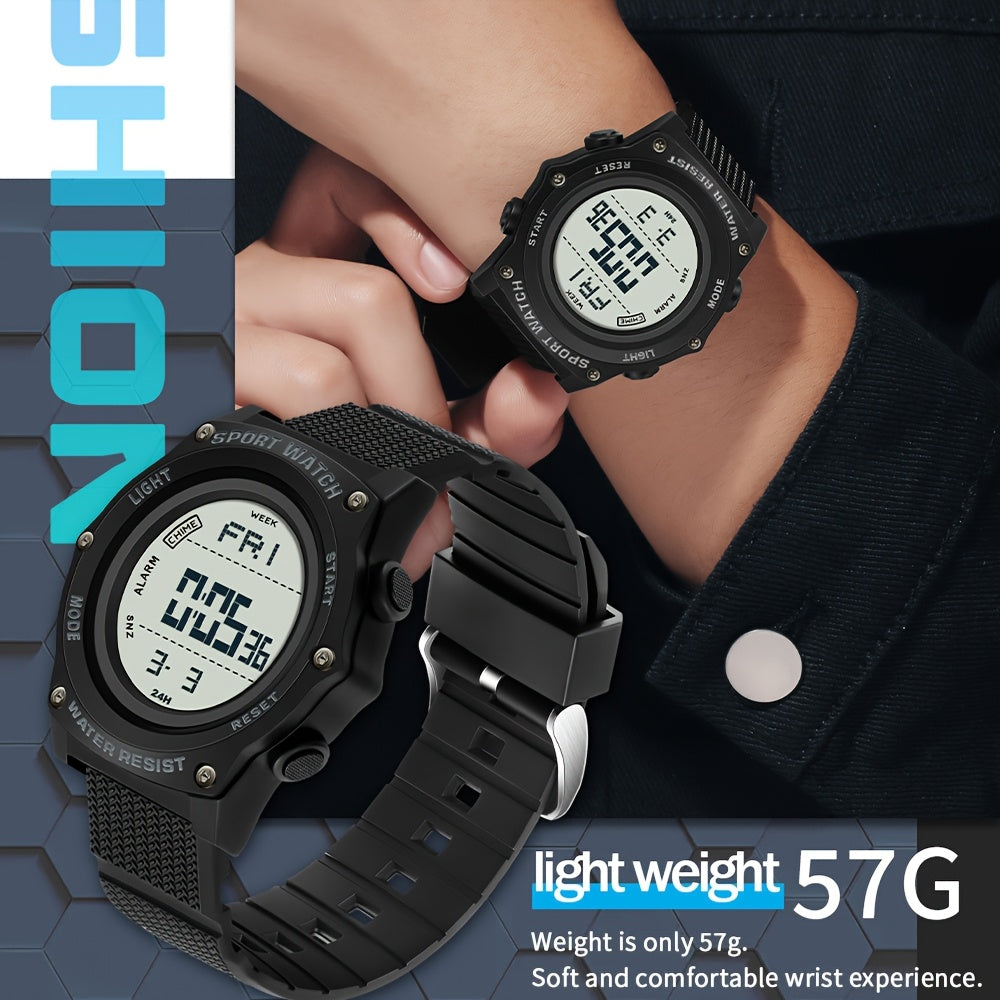 SANDA Sport Digital Watch 5ATM Luminous Display Stopwatch Alarm TPU Strap